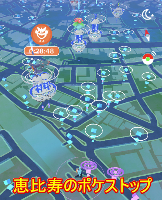 JR恵比寿駅付近のポケストップ群